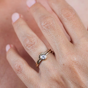 Diamond ring, Engagement Ring, Curved Ring, Gold Ring, Promise Ring, Wedding Band, wedding Set, Solitaire, Stackable Rings R152W R 158W - NOOI JEWELRY