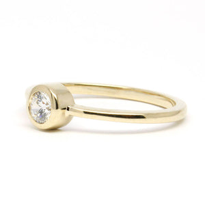 Solitaire engagement ring round simple | Bezel setting diamond engagement ring - NOOI JEWELRY