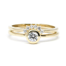 Load image into Gallery viewer, Wedding Ring set, Engagement ring, Diamond Ring, Curved Wedding Band, Curve Ring, Curved ring, Diamond Engagement, Promise Ring - NOOI JEWELRY