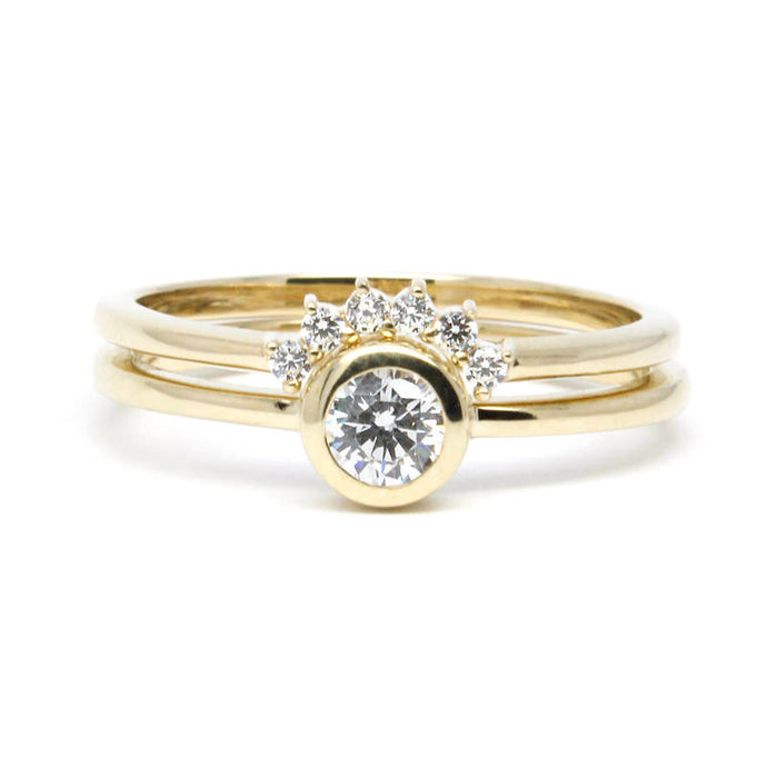 Wedding Ring set, Engagement ring, Diamond Ring, Curved Wedding Band, Curve Ring, Curved ring, Diamond Engagement, Promise Ring - NOOI JEWELRY