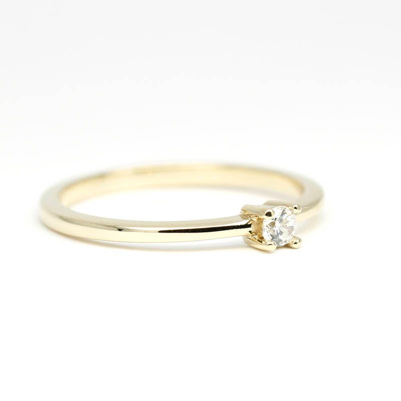 Diamond Ring, Diamond Solitaire Ring, Solitaire Diamond Ring, Promise Ring, Promise Ring, Simple Diamond Ring, Thin gold Band Ring |R 157WD