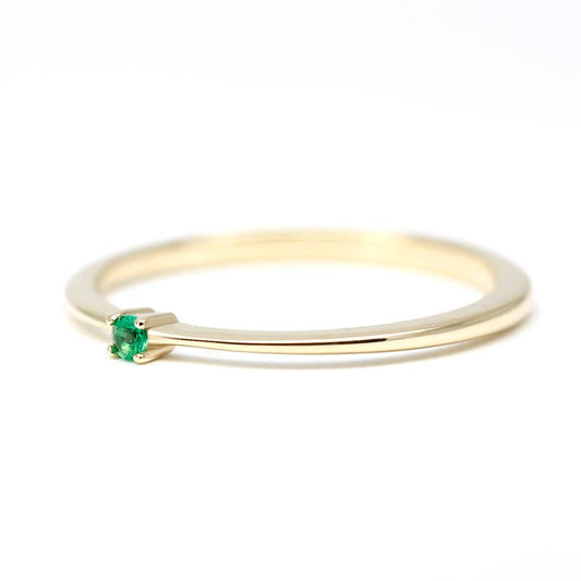 Emerald Ring 18K Gold Emerald Ring, May Birthstone Ring, Delicate Gold Ring Dainty Ring - NOOI JEWELRY