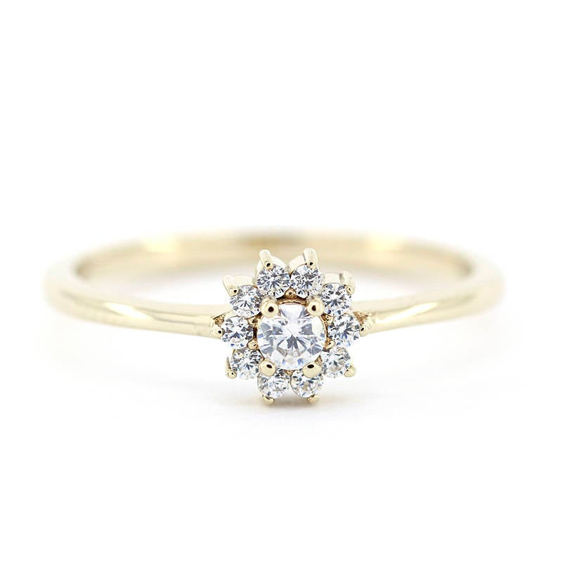 Round diamond halo engagement ring simple | Round engagement ring with halo vintage unique - NOOI JEWELRY
