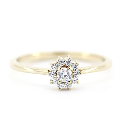 Round diamond halo engagement ring simple | Round engagement ring with halo vintage unique - NOOI JEWELRY