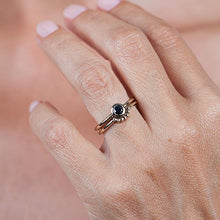 Load image into Gallery viewer, Black Diamond Engagement Ring, Yellow gold black diamond ring, Black Engagement Ring and matching Wedding Band, Gold Engagement Ring - NOOI JEWELRY