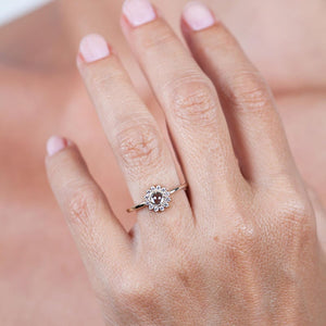 Sky blue topaz and diamond engagement ring halo - NOOI JEWELRY