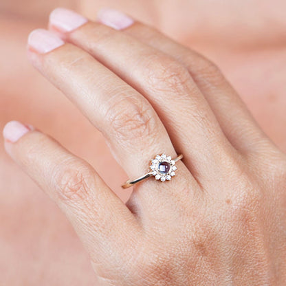 Sky blue topaz and diamond engagement ring halo - NOOI JEWELRY