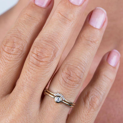 Curved Wedding Band, Dainty Engagement Ring, engagement ring, simple ring, unique ring, minimal ring, diamond  ring, delicate ring, Curved - NOOI JEWELRY