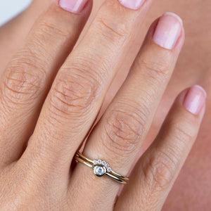 Curved Wedding Band, Dainty Engagement Ring, engagement ring, simple ring, unique ring, minimal ring, diamond  ring, delicate ring, Curved - NOOI JEWELRY