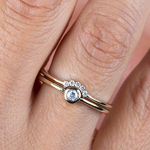 Curved Wedding Band, Dainty Engagement Ring, engagement ring, simple ring, unique ring, minimal ring, diamond  ring, delicate ring, Curved - NOOI JEWELRY