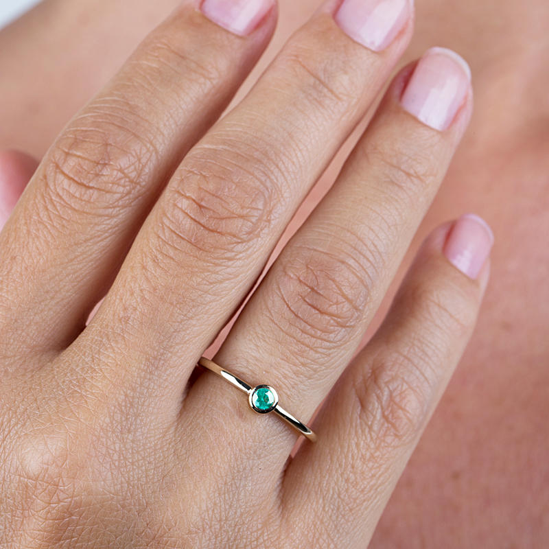 Emerald Ring Engagement Emerald Gold Ring Yellow, Emerald engagement Ring,Emerald Rings For Women, Emerald Ring Gold Stackable, emerald Ring - NOOI JEWELRY