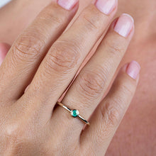 Load image into Gallery viewer, Emerald Ring Engagement Emerald Gold Ring Yellow, Emerald engagement Ring,Emerald Rings For Women, Emerald Ring Gold Stackable, emerald Ring - NOOI JEWELRY