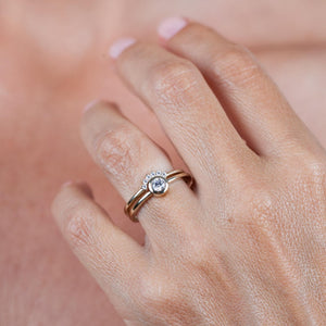 Wedding Ring set, Engagement ring, Diamond Ring, Curved Wedding Band, Curve Ring, Curved ring, Diamond Engagement, Promise Ring - NOOI JEWELRY