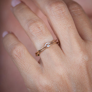 Diamond Engagement Ring, wedding band curved, Solitaire Diamond Ring, Wedding Ring Set, Diamond Ring, White Diamond Wedding Ring - NOOI JEWELRY