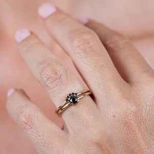Black Diamond Engagement Ring, Black Diamond 18K Gold Diamond Ring, Wedding Ring Set, Diamond Engagement Ring - NOOI JEWELRY