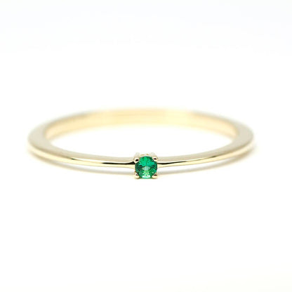 Emerald Ring 18K Gold Emerald Ring, May Birthstone Ring, Delicate Gold Ring Dainty Ring - NOOI JEWELRY