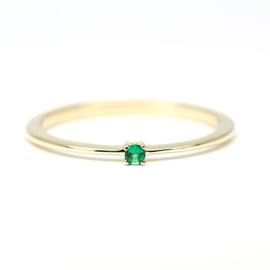 Emerald Ring 18K Gold Emerald Ring, May Birthstone Ring, Delicate Gold Ring Dainty Ring - NOOI JEWELRY