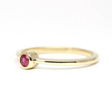 Load image into Gallery viewer, stackable engagement ring natural ruby 3 mm round bezel setting - NOOI JEWELRY