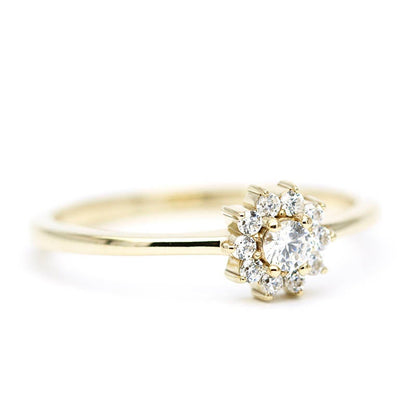 Round diamond halo engagement ring simple | Round engagement ring with halo vintage unique - NOOI JEWELRY
