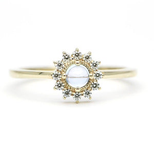 Sky blue topaz and diamond engagement ring halo - NOOI JEWELRY