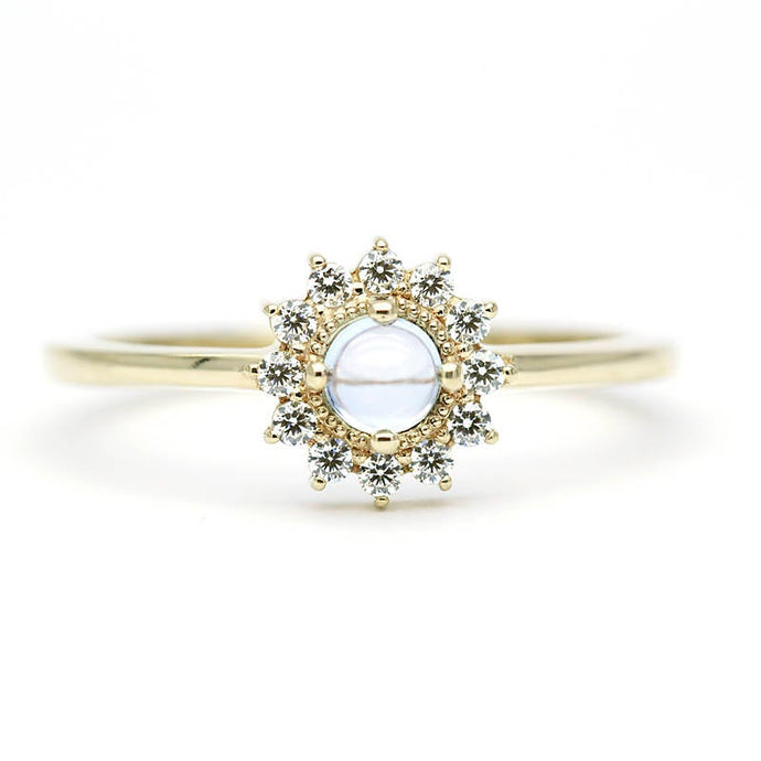 Sky blue topaz and diamond engagement ring halo - NOOI JEWELRY