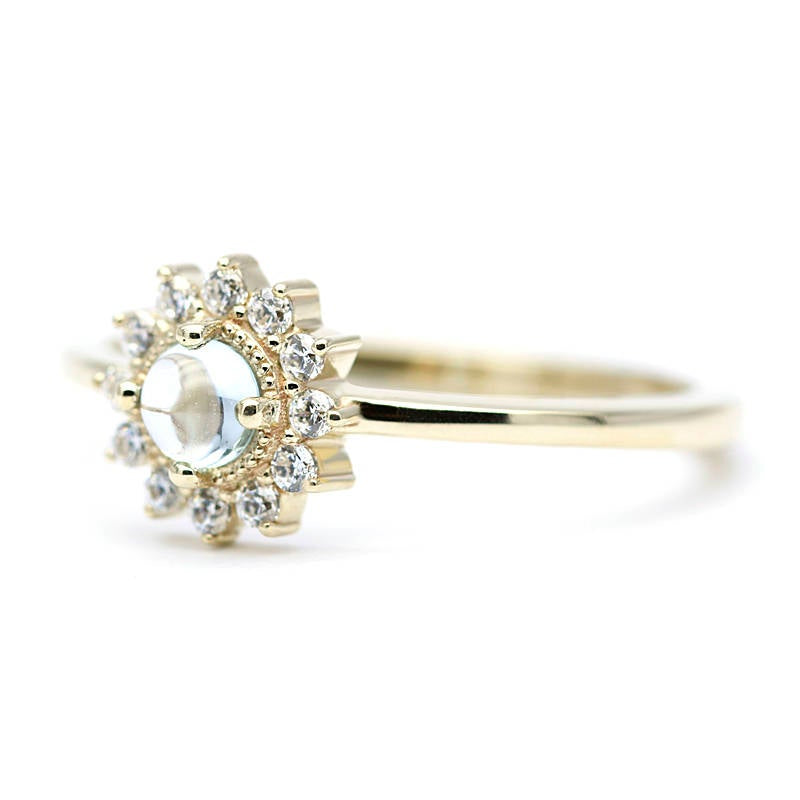 Sky blue topaz and diamond engagement ring halo - NOOI JEWELRY