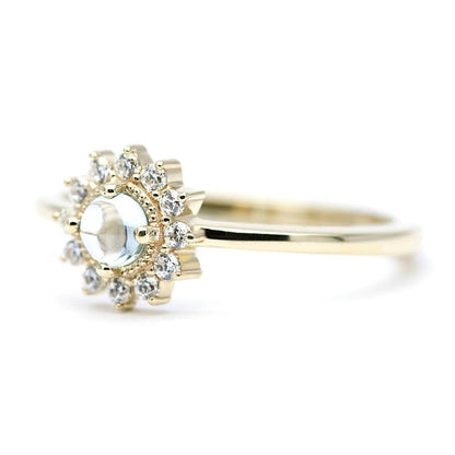 Sky blue topaz and diamond engagement ring halo - NOOI JEWELRY