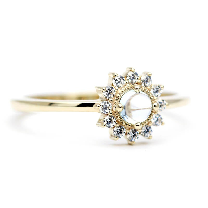 Sky blue topaz and diamond engagement ring halo - NOOI JEWELRY