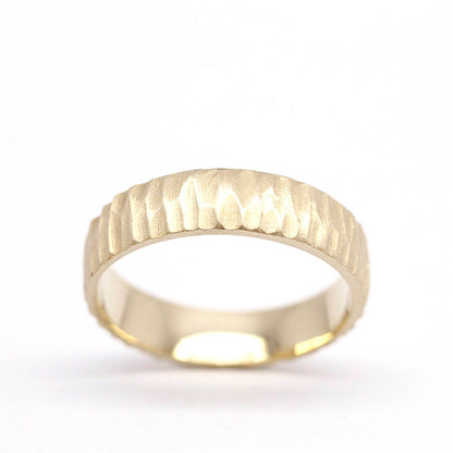 wedding band, gold wedding band, Wedding Band Ring, Mens Wedding ring, 18k Wedding Band,rustic wedding band, Organic 18k Gold Wedding Ring - NOOI JEWELRY