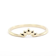 Load image into Gallery viewer, 18K Curved Wedding Band, Curved Wedding Band 18K Gold, Crown Wedding Ring, Gold Curved Band, Wedding Ring Set, Lotus Wedding Band R168 - NOOI JEWELRY