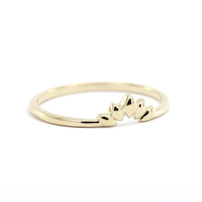18K Curved Wedding Band, Curved Wedding Band 18K Gold, Crown Wedding Ring, Gold Curved Band, Wedding Ring Set, Lotus Wedding Band R168 - NOOI JEWELRY