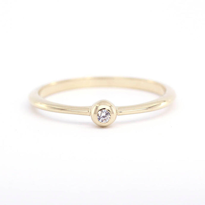 Round solitaire engagement ring with band simple - NOOI JEWELRY