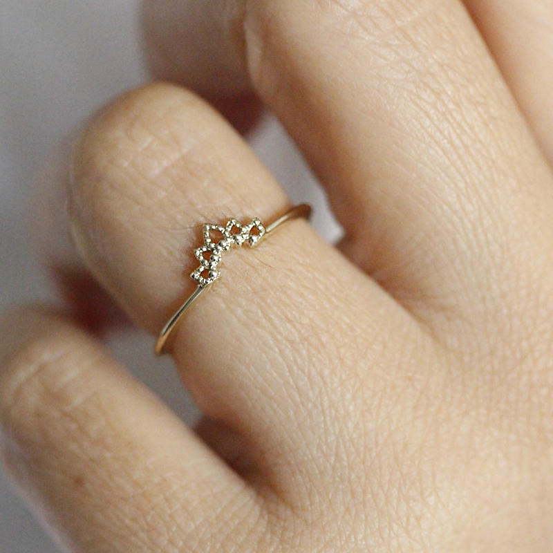 Wedding Ring Set, Curved Wedding Band, Wedding Set Ring, Crown Ring, Engagement Ring, Wedding Diamond Ring, Bridal Set, Stackable Rings - NOOI JEWELRY