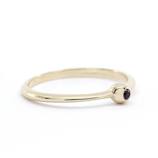 Black Diamond Engagement Ring Simple Ring, Black Diamond Ring, Thin delicate Ring, Black Diamond Ring, Engagement Ring, Stacking Ring - NOOI JEWELRY