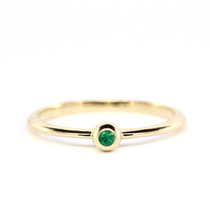 Emerald Engagement Ring, May Birthstone Ring, Emerald Ring, Thin delicate Ring, Stackable Emerald, Engagement Ring, Stacking Ring, Ring - NOOI JEWELRY