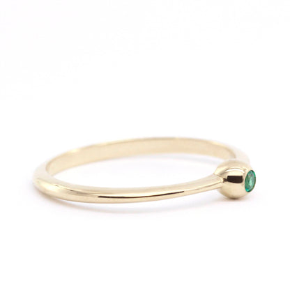Emerald Engagement Ring, May Birthstone Ring, Emerald Ring, Thin delicate Ring, Stackable Emerald, Engagement Ring, Stacking Ring, Ring - NOOI JEWELRY
