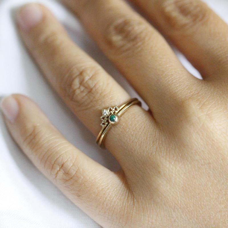 curved diamond wedding band, Curved Wedding Band, Diamond Wedding Set, Crown Ring Diamond, Engagement Ring Set, Nesting Rings, Curved Band - NOOI JEWELRY