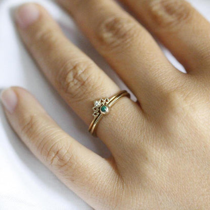 curved diamond wedding band, Curved Wedding Band, Diamond Wedding Set, Crown Ring Diamond, Engagement Ring Set, Nesting Rings, Curved Band - NOOI JEWELRY