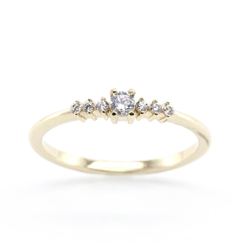 Round diamond engagement ring side stones | Diamond rings modern simple - NOOI JEWELRY