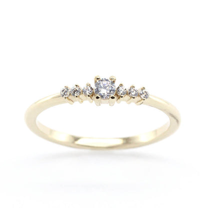 Round diamond engagement ring side stones | Diamond rings modern simple - NOOI JEWELRY