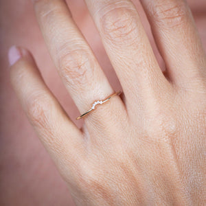Diamond Wedding Band, Curved Diamond Wedding Band 18K Gold, Crown Wedding Ring, Nesting Rings, Curved Diamond Band, Wedding Ring Set - NOOI JEWELRY
