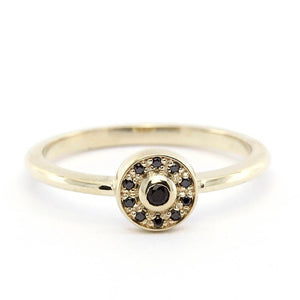 Engagement Ring, Black Diamond ring, Halo ring, Promise Ring,  round Halo Engagement Ring, Halo Diamond Ring, Cluster Ring Black Diamonds - NOOI JEWELRY