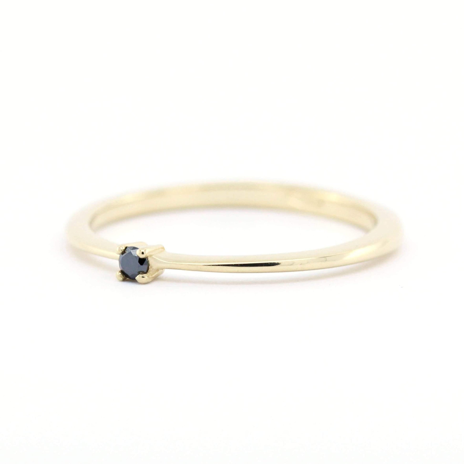 Black Diamond ring, Engagement Ring, Diamond Ring, Gold Ring, Promise Ring, Black Diamond Band, Unique Engagement Ring, Solitaire Ring - NOOI JEWELRY