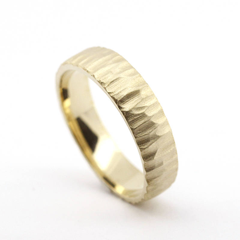 wedding band, gold wedding band, Wedding Band Ring, Mens Wedding ring, 18k Wedding Band,rustic wedding band, Organic 18k Gold Wedding Ring - NOOI JEWELRY