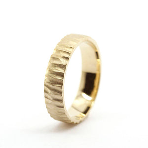 wedding band, gold wedding band, Wedding Band Ring, Mens Wedding ring, 18k Wedding Band,rustic wedding band, Organic 18k Gold Wedding Ring - NOOI JEWELRY