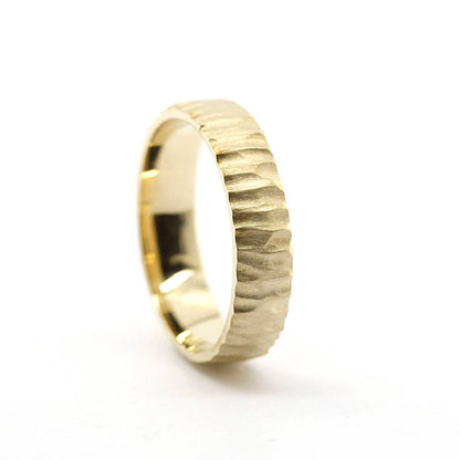 wedding band, gold wedding band, Wedding Band Ring, Mens Wedding ring, 18k Wedding Band,rustic wedding band, Organic 18k Gold Wedding Ring - NOOI JEWELRY
