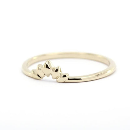 18K Curved Wedding Band, Curved Wedding Band 18K Gold, Crown Wedding Ring, Gold Curved Band, Wedding Ring Set, Lotus Wedding Band R168 - NOOI JEWELRY