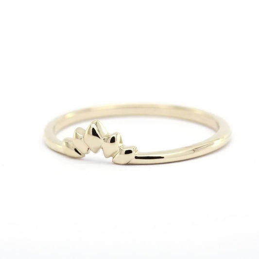 18K Curved Wedding Band, Curved Wedding Band 18K Gold, Crown Wedding Ring, Gold Curved Band, Wedding Ring Set, Lotus Wedding Band R168 - NOOI JEWELRY