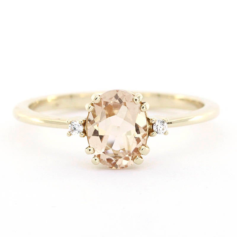 Oval morganite engagement ring simple, morganite engagement ring vintage - NOOI JEWELRY