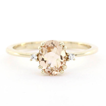 Oval morganite engagement ring simple, morganite engagement ring vintage - NOOI JEWELRY